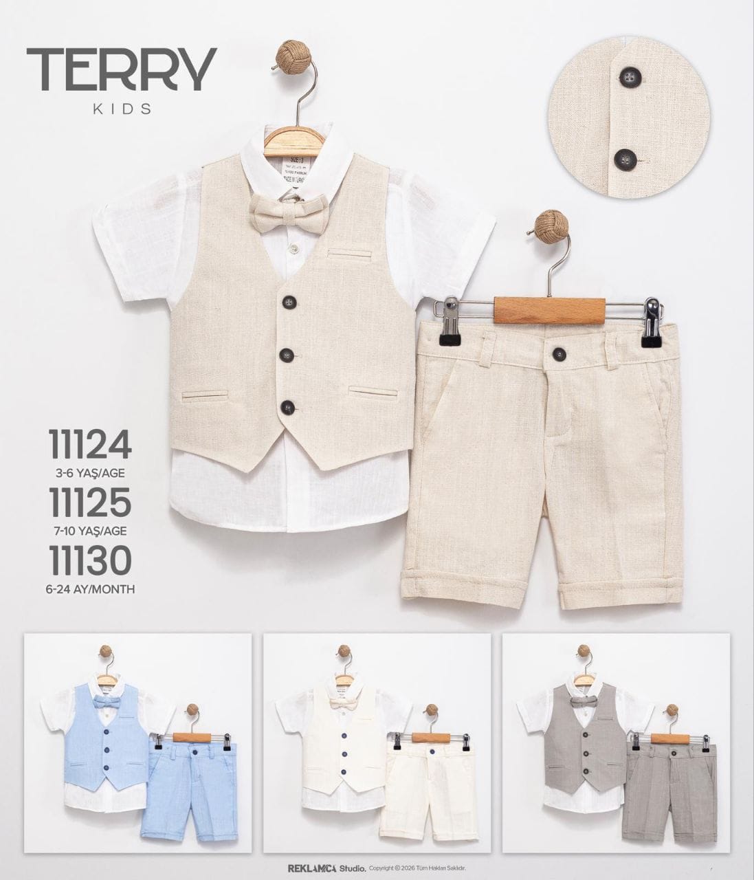 Terry Kids YELEKLİ KETEN TAKIMLAR